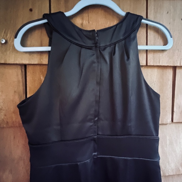 RW&CO Black Satin Knee Length Lined Cocktail Evening Fitted Sheath Dress 10 - Picture 9 of 10